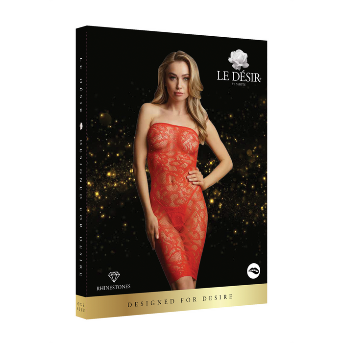 Le Désir Star Rhinestone Sexy Jurkje One Size Rood