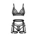 Obsessive Blomentis Lingerie Set 3 Stuks Zwart