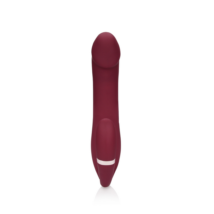 Bendable Vibrating Strapless Strap On Merlot Grape