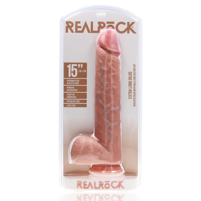 RealRock Rechte Realistische Dildo Met Ballen 38 Cm