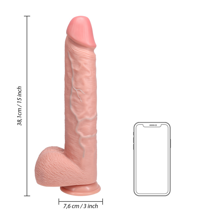 RealRock Rechte Realistische Dildo Met Ballen 38 Cm